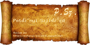 Petényi Szilárd névjegykártya